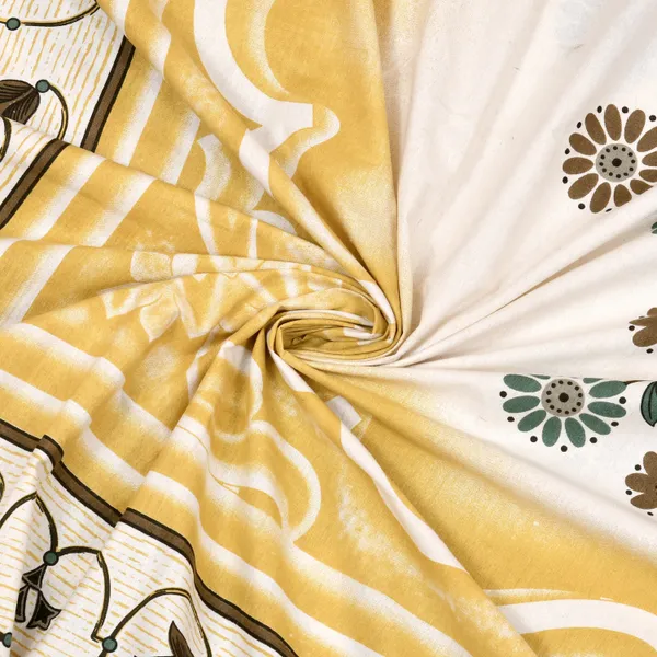 Yellow_Cotton_Garden_Glory_Double_Bedsheet_With_Pillow_Cover_70X100_Cm